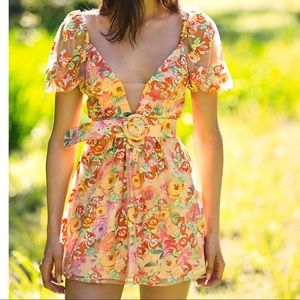 For Love and Lemons Winnie embroidered mini dress (large)